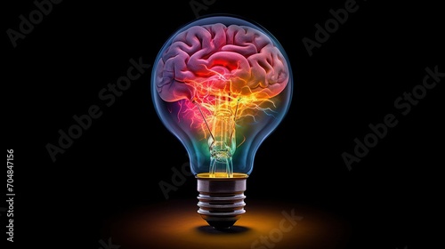 The concept of creative non-standard thinking, new bright thoughts and ideas photo