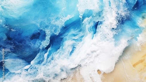 Abstraction, texture for background or wallpaper, blue ocean and yellow sandy coast