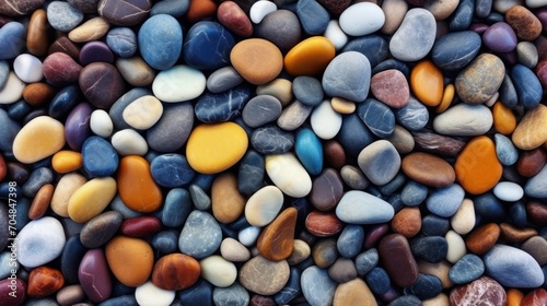 Multicolored background with polished sea, ocean stones, bright textured
