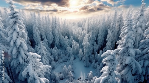 View of snow-covered trees, beautiful winter, background, winter landscape