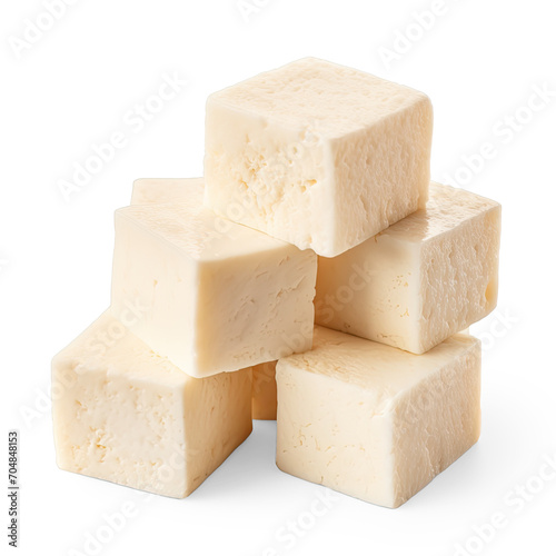 Tofu cubes isolate on transparency background png 