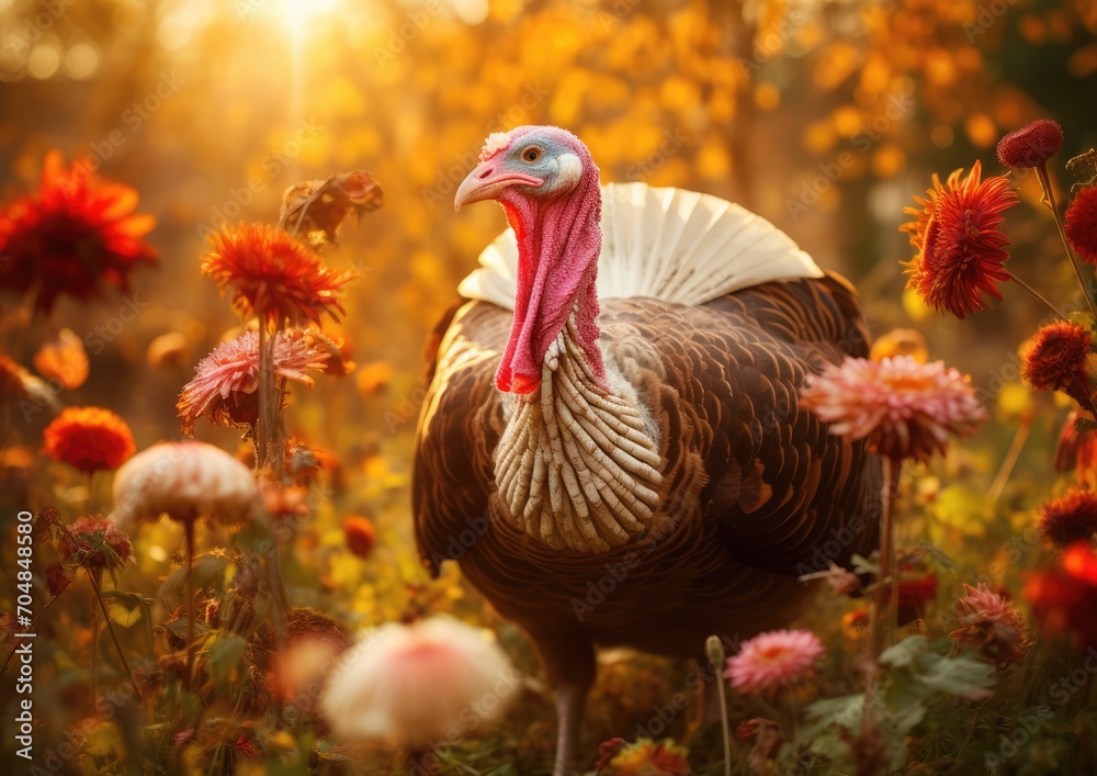 A naturalism-inspired photograph of a Thanksgiving turkey, captured in a natural and unposed