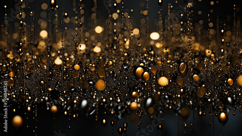Gold glittering rain like a curtain background with blank space photo