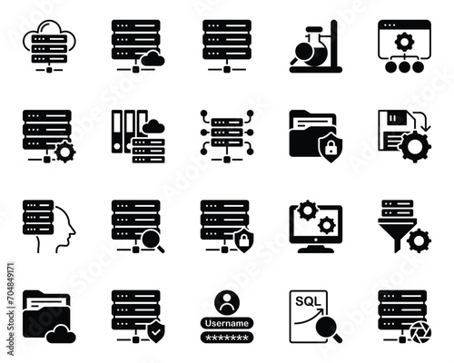 Glyph icons set for Big data science.