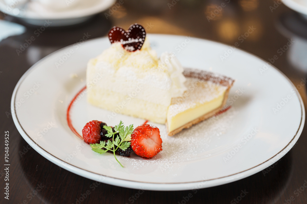 Homemade Cheese Cake with fresh strawberries and Berries. Dessert for Happy Valentine Day celebration Homemade Cheese Cake with fresh strawberries and Berries. Dessert for Happy Valentine Day celebration