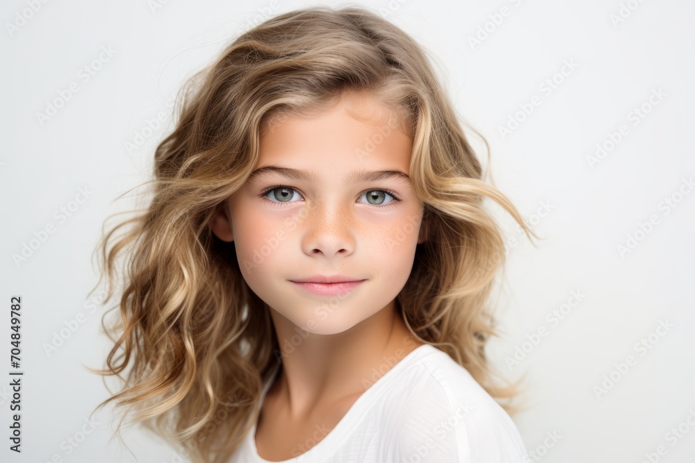 Portrait of a beautiful little girl with blond curly hair. Studio shot. Portrait of a beautiful little girl with blond curly hair. Studio shot.