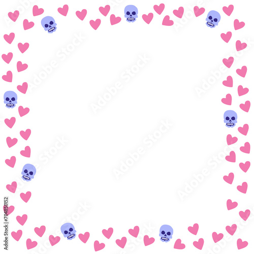 Valentine's Day frame with hearts and skulls © Janica