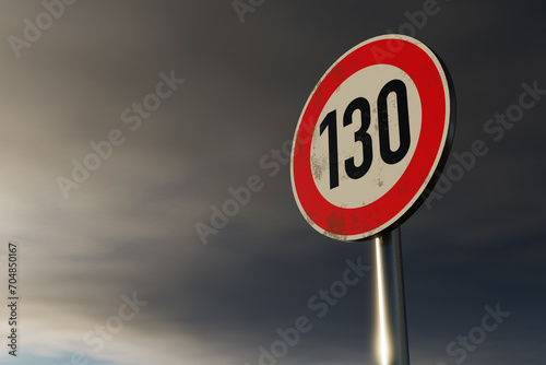 Tempolimit 130 km/h - 3D Illustration