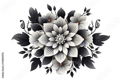 An illustration of a black and white or coloring mandala. Cosmic flower of life. The idea for a tattoo isolated on PNG Background. Generative Ai.