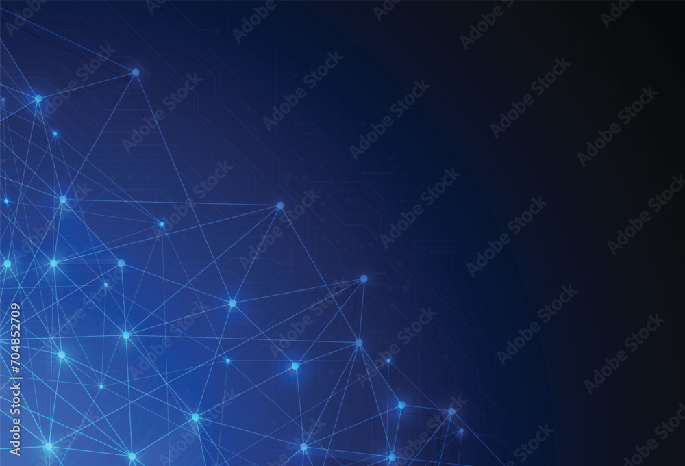 Abstract concept of network technology. Lines and dots connection background. Geometric design. Vector illustration