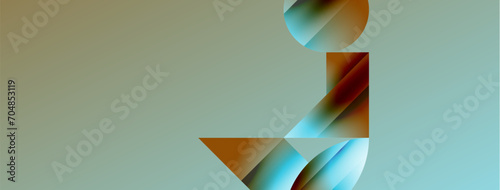 Serene gradient template. Circles and triangles mingle in minimalist perfection. Gentle fusion of forms and hues creates balanced yet captivating backdrop, embodying modern sophistication