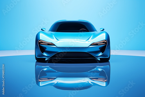 The futuristic a blue sports car on a blue background © dewaai
