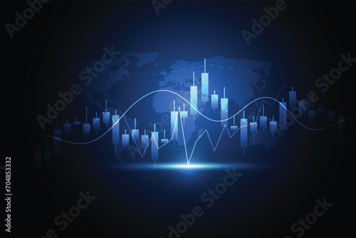 Business candle stick graph chart of stock market investment trading on white background design. Bullish point, Trend of graph. Vector illustration