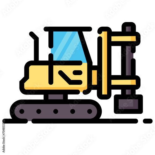 piling truck, filled outline vector icon