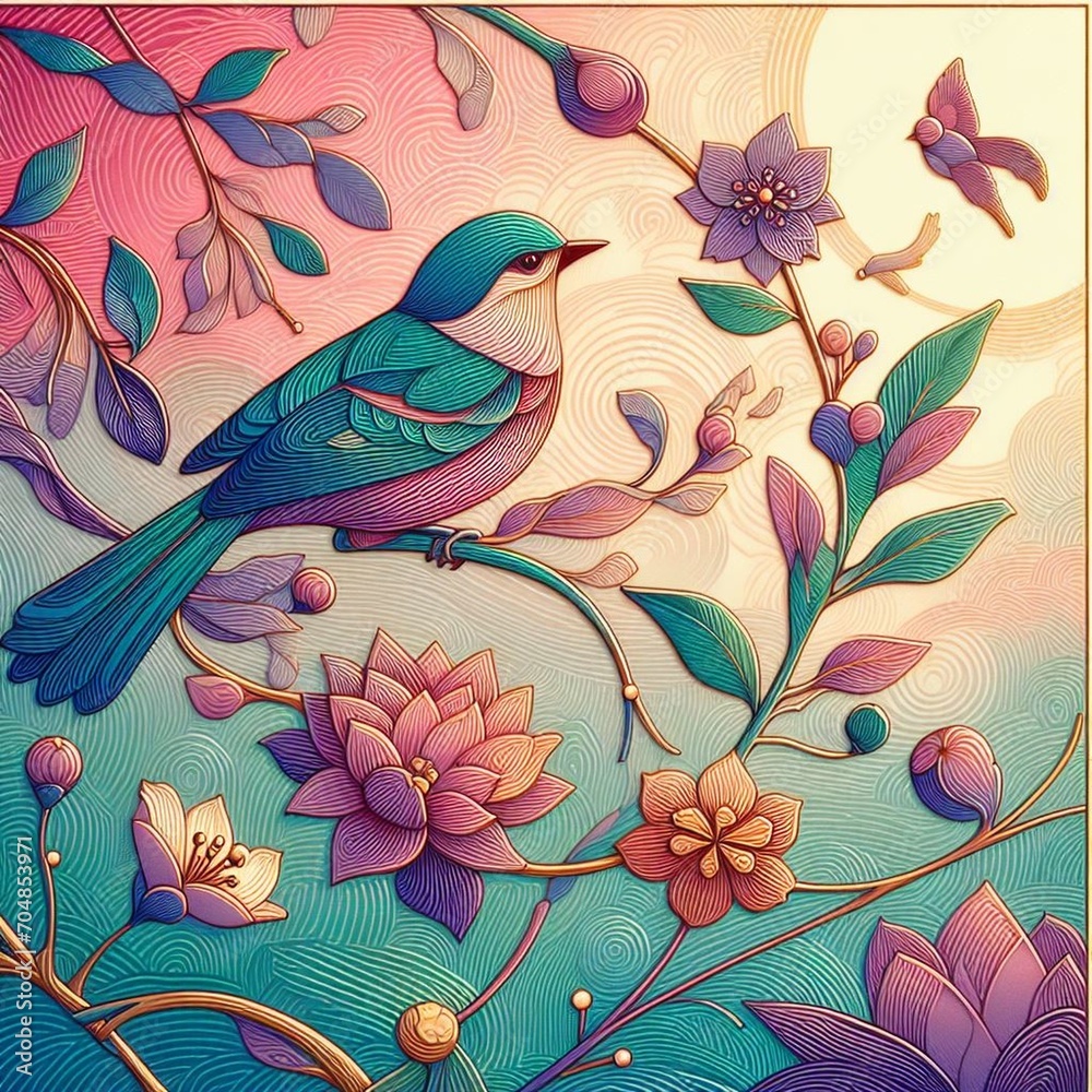 Exquisite and gorgeous flower and bird decorative paintings