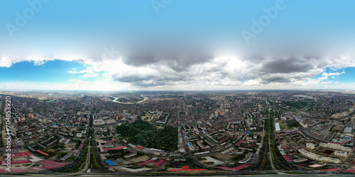 Krasnodar, Russia. Summer aerial panorama of the city. Panorama 360
