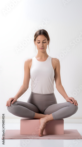 Girl Doing Yoga on a Light Background