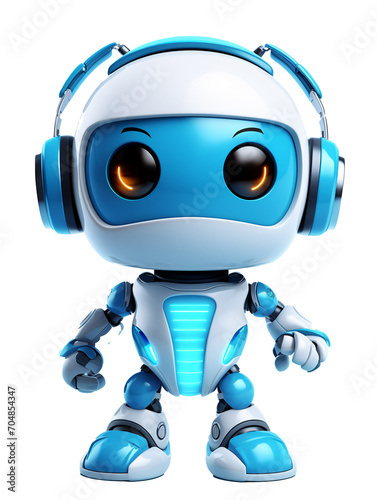 blue screen robot with headphones generative ai © idealxone
