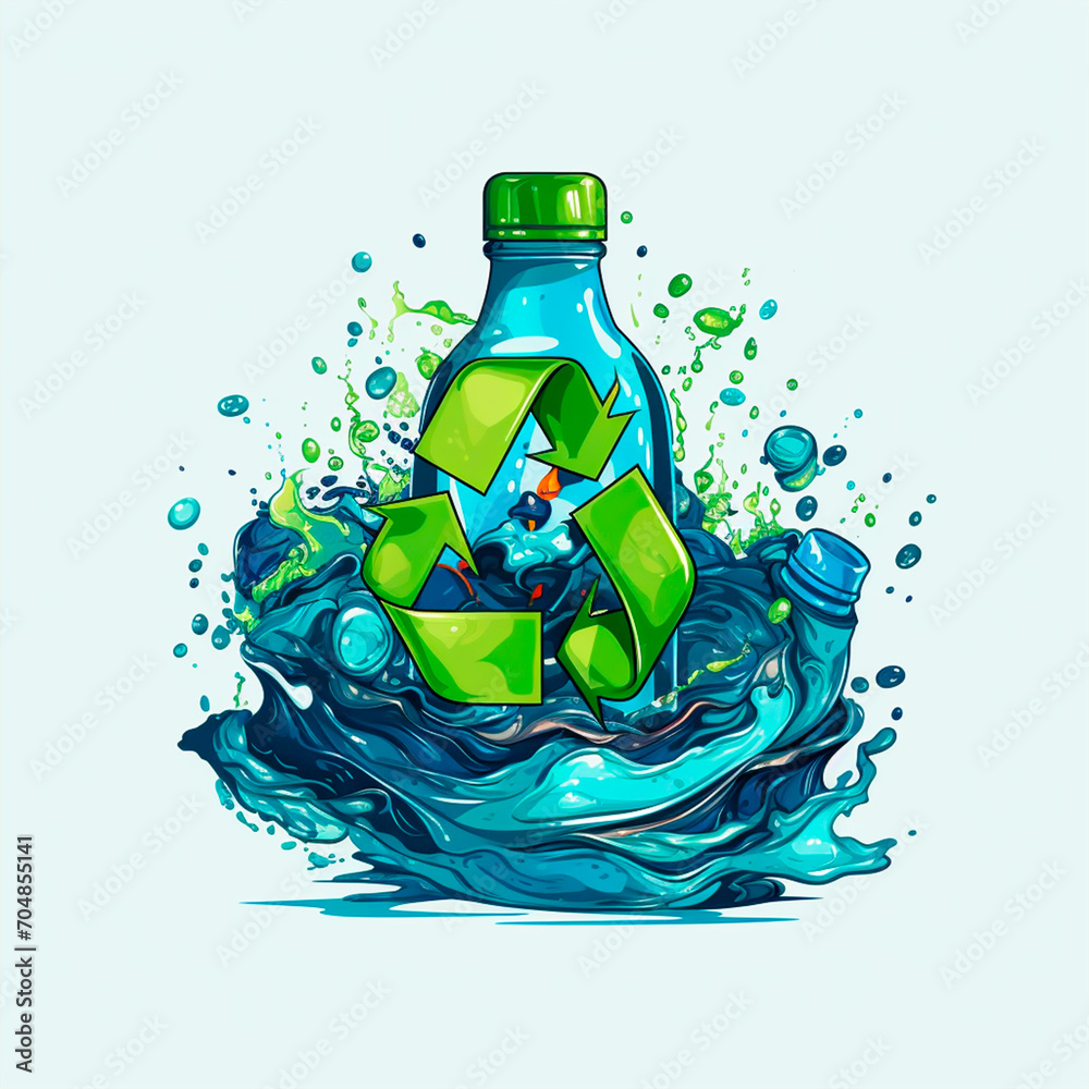 recyclable green glass bottles. reuse of glass.
