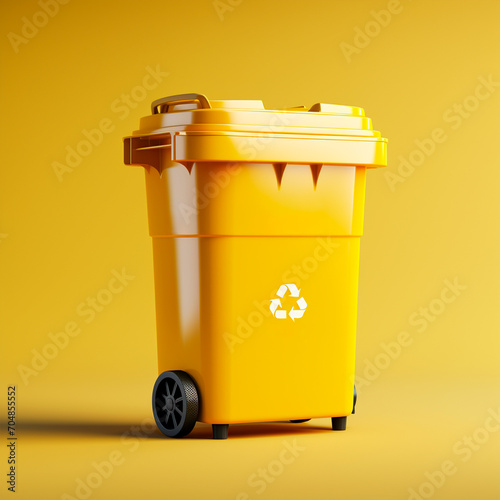 Obraz na płótnie yellow recycling bin for packaging and plastics, yellow bottom w salonie