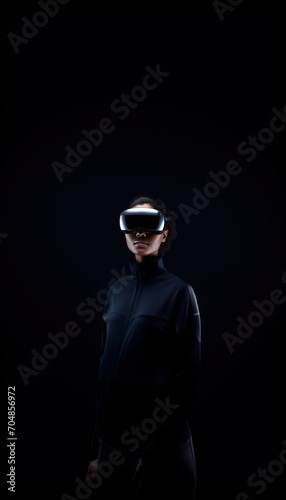 A person in a futuristic virtual reality headset.