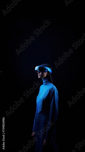 A person in a futuristic virtual reality headset. © Sparrowski