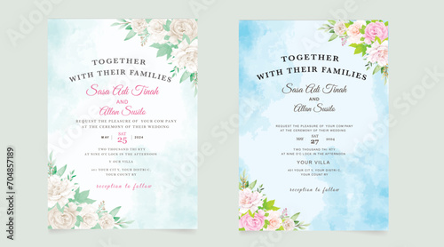 Wedding Invitation, wedding invitation template, beautiful blooming floral wedding invitation card set 
