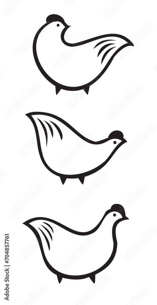 Fototapeta premium Set of hen chicken silhouette illustration icon design