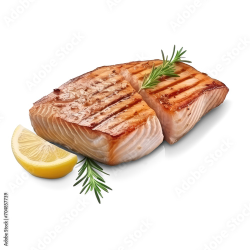 A photorealistic image of a fish steak isolate on transparency background png 