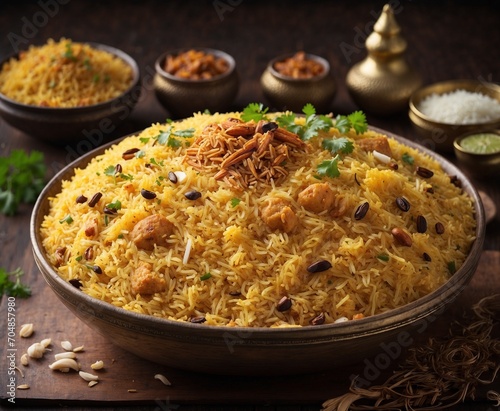 Biryani or Biryani is a popular Indian dish consisting of boiled rice with chicken meat, spices, and vegetables