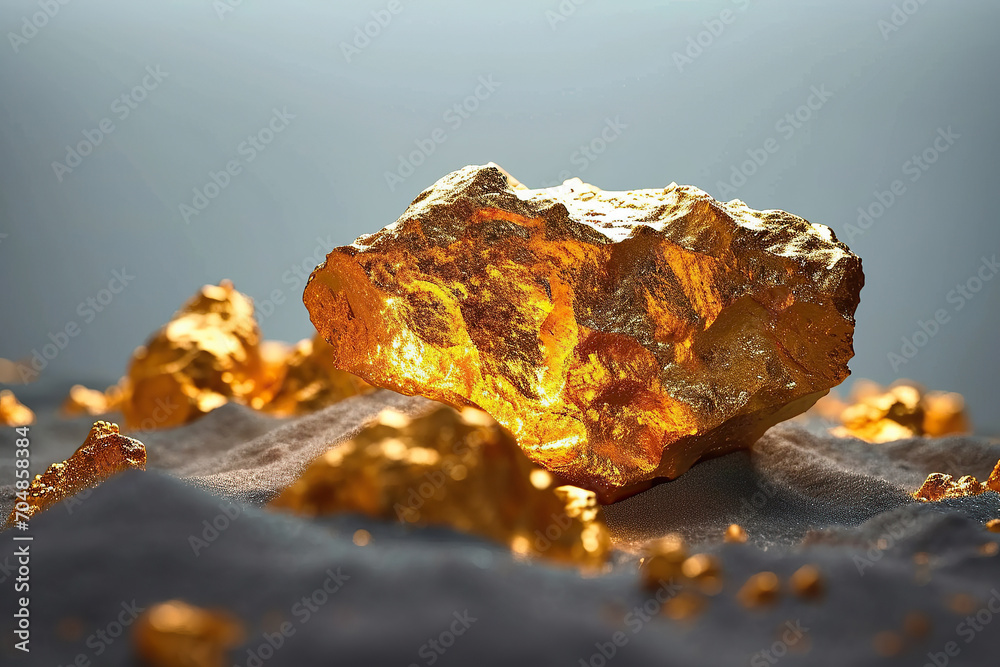 Naklejka premium Close-up of a large gold nugget.from the mine. Natural mineral