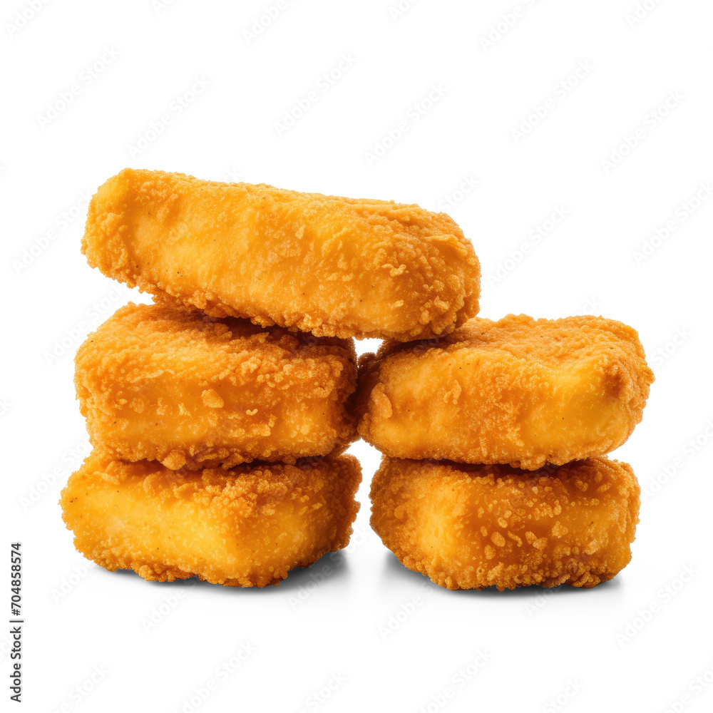 Set of 5 nuggets with one nugget cut in half isolated on white background --style raw --v 5.2 Job ID: 7f5df675-1baf-40bd-97f0-b3a0f676a266