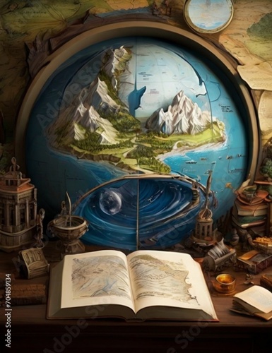 old book and globe