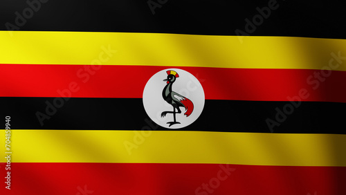 Large Flag of Uganda fullscreen background in the wind
