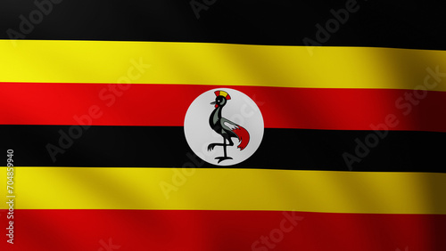 Free Download Large Flag of Uganda fullscreen background in the wind - GFXLoad