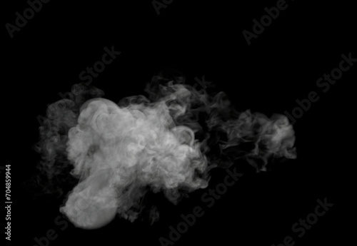 Top View of Wispy and very Swirly White Medium Sized Smoke cloud on black photo