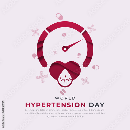 World Hypertension Day Paper cut style Vector Design Illustration for Background, Poster, Banner, Advertising, Greeting Card