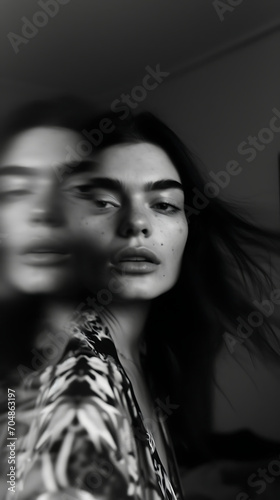 black and white motion blur photography of a model