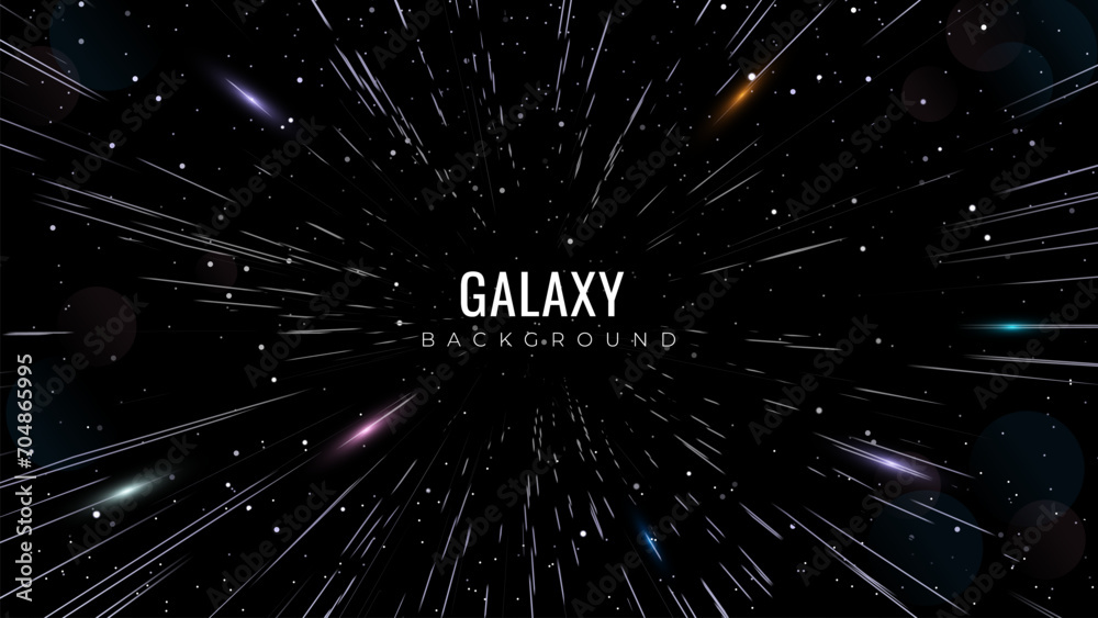 Space jump background. Conceptual vector illustration. Fast moving lights. Supersonic travel. Hyperspace Jump backdrop.