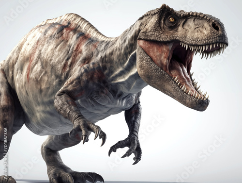 Predatory dinosaur attack. Prehistoric animal created with Generative AI. 