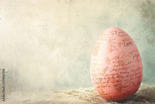 Vintage Easter egg on textured backdrop