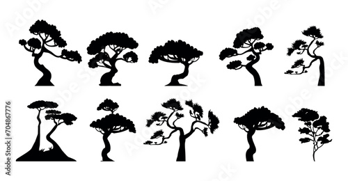 Japanese trees vector silhouette. silhouette of asian tree vector
