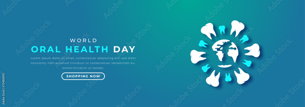 World Oral Health Day Paper cut style Vector Design Illustration for Background, Poster, Banner, Advertising, Greeting Card - obrazy, fototapety, plakaty 