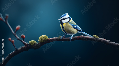 Blue tit on a branch of a tree photo
