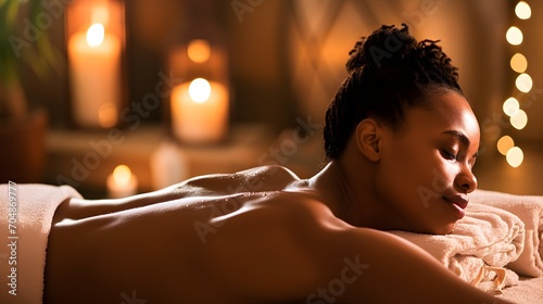 Woman enjoying a relaxing back massage at a spa.