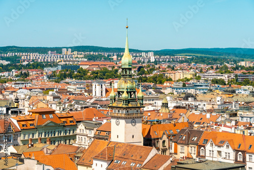 Czech Republic, South Moravian Region, Brno,Historic town hall surrounded by old town houses photo