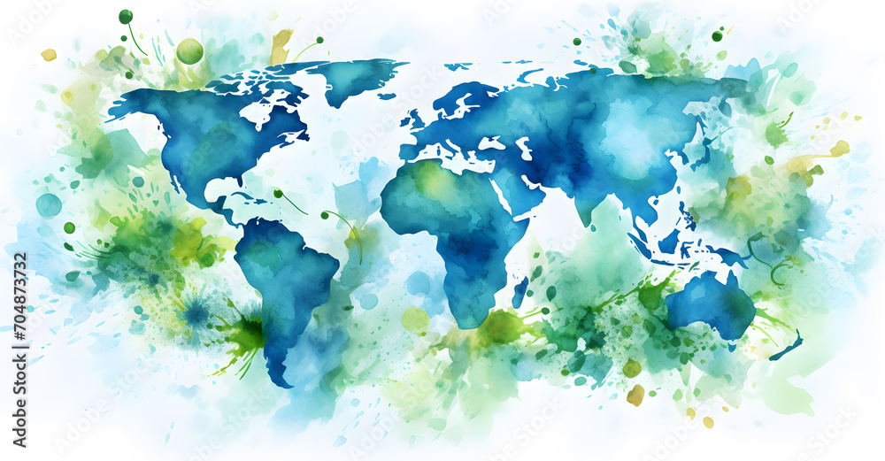 Watercolor world map