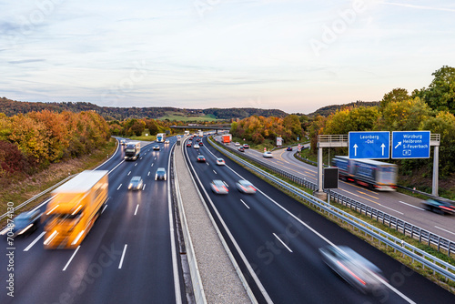 Germany, Baden-Wurttemberg, Leonberg, Traffic alongBundesautobahn8