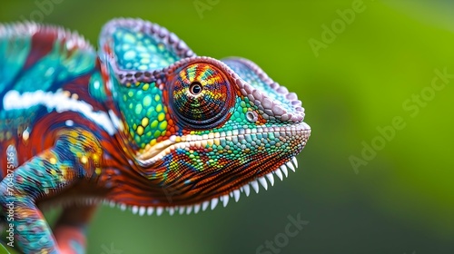 Close up colorful chameleon. Tropical wildlife animal. Color changing.  © PSCL RDL