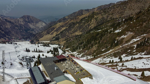View of the city and the mountains from Shimbulak. 
